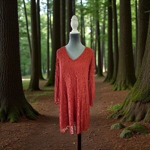Torrid Coral Lace Long Sleeve Dress